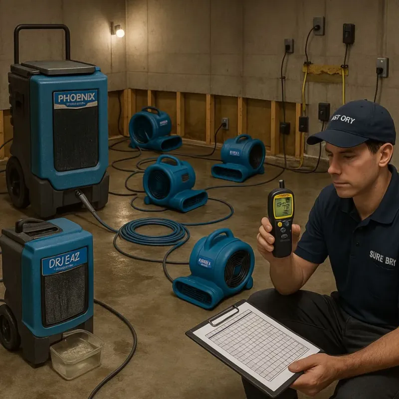 Structural Drying and Dehumidification process in Key Vista, FL
